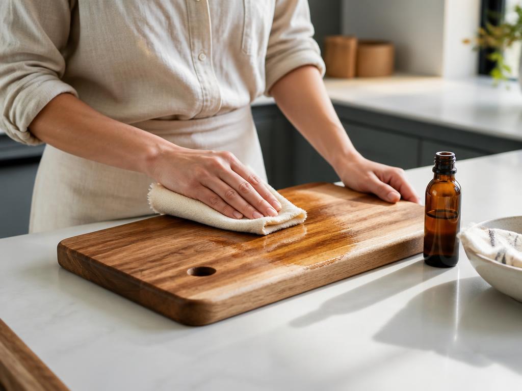 Board care oil and a wooden board