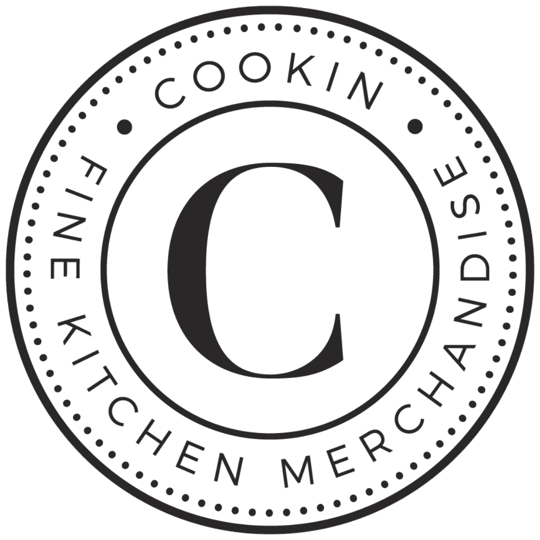 Round black and white kitchenware logo with large C and 'Fine Kitchen Merchandise' text