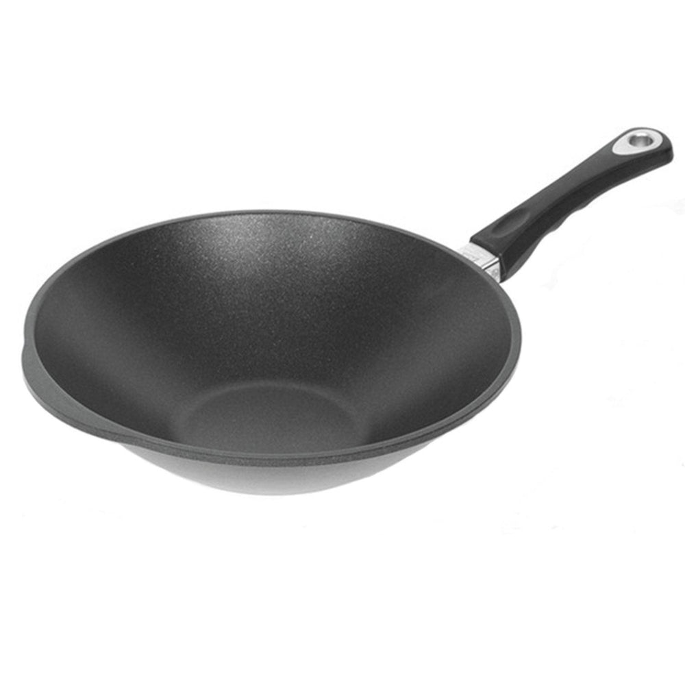 Black wok with a white background