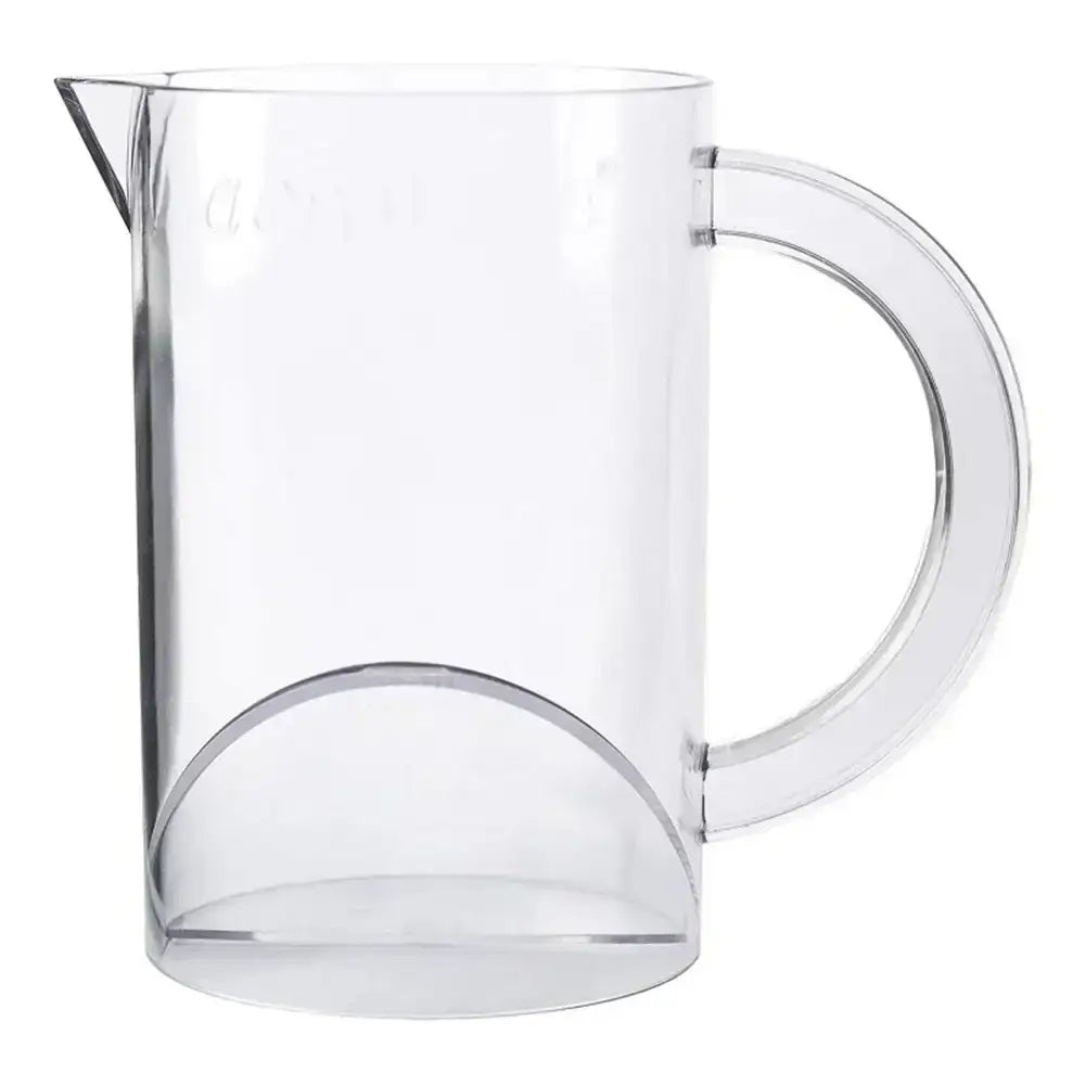 Clear glass pitcher on a white background
