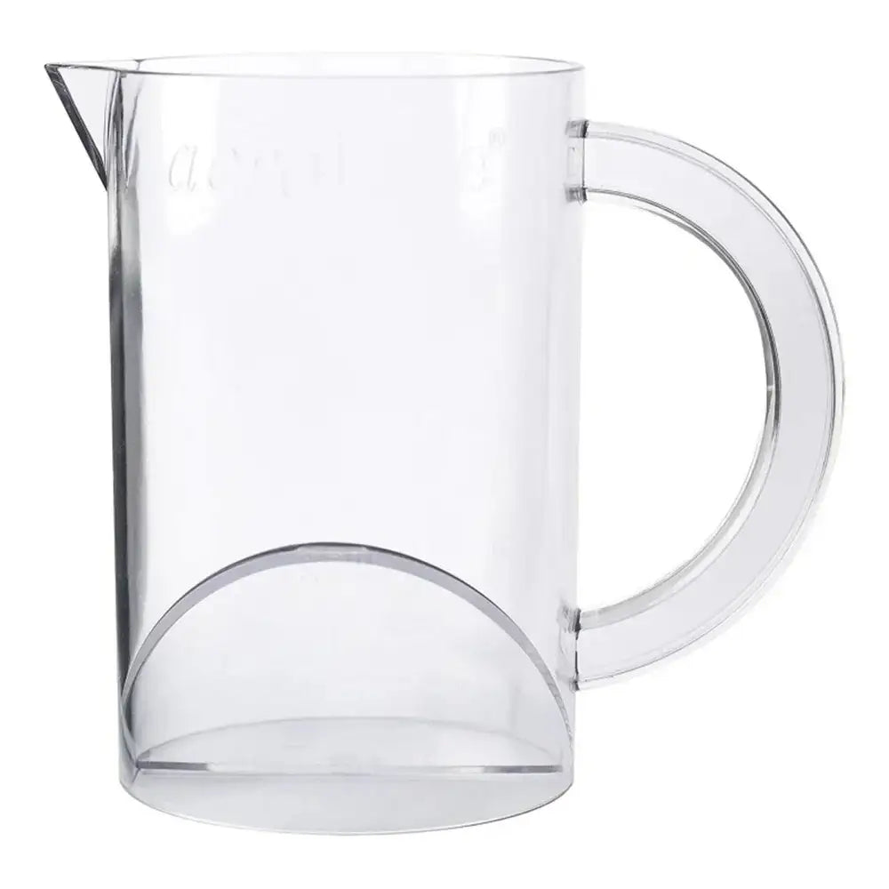 Clear glass pitcher on a white background