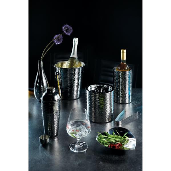 BarCraft Stainless Steel Hammered Ice Bucket & Tong Set