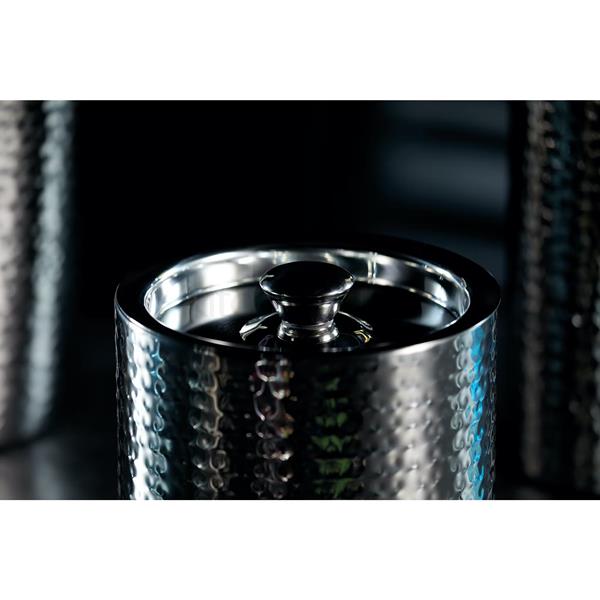 BarCraft Stainless Steel Hammered Ice Bucket & Tong Set