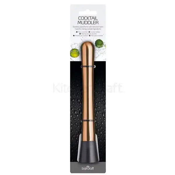 BarCraft copper cocktail muddler in packaging, premium kitchenware at Cookin Stores