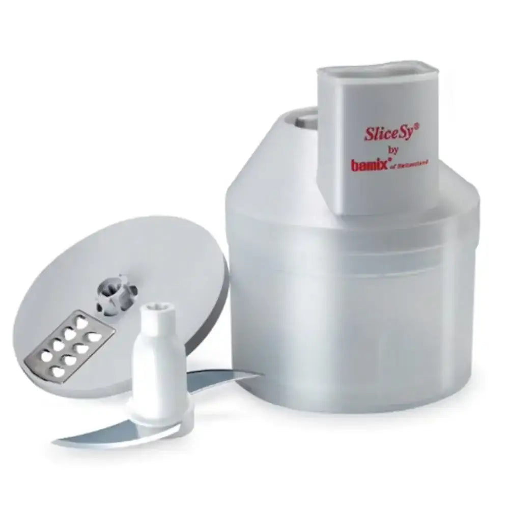 SliceSy by Bamix food processor attachment on a white background