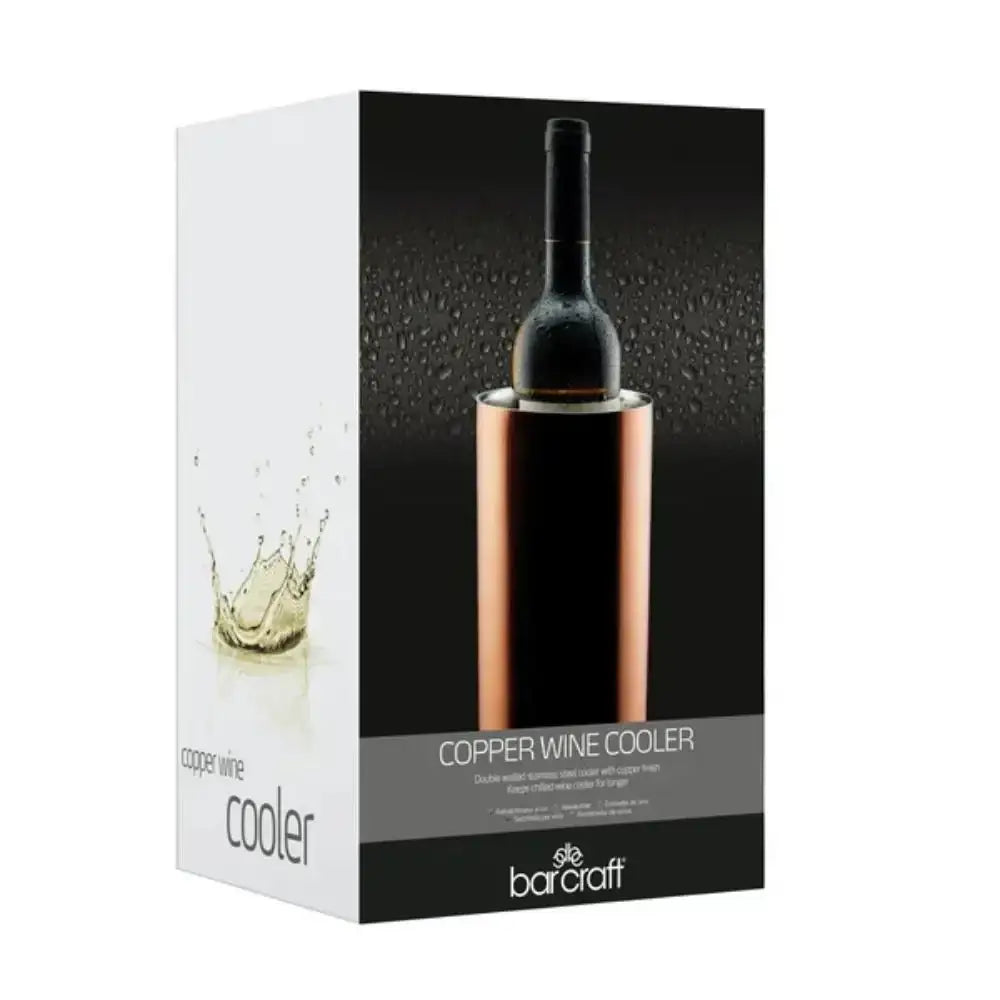 Box for a copper wine cooler with a bottle illustration on a white background