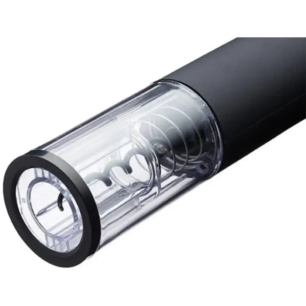 Black and clear wine bottle opener on a white background