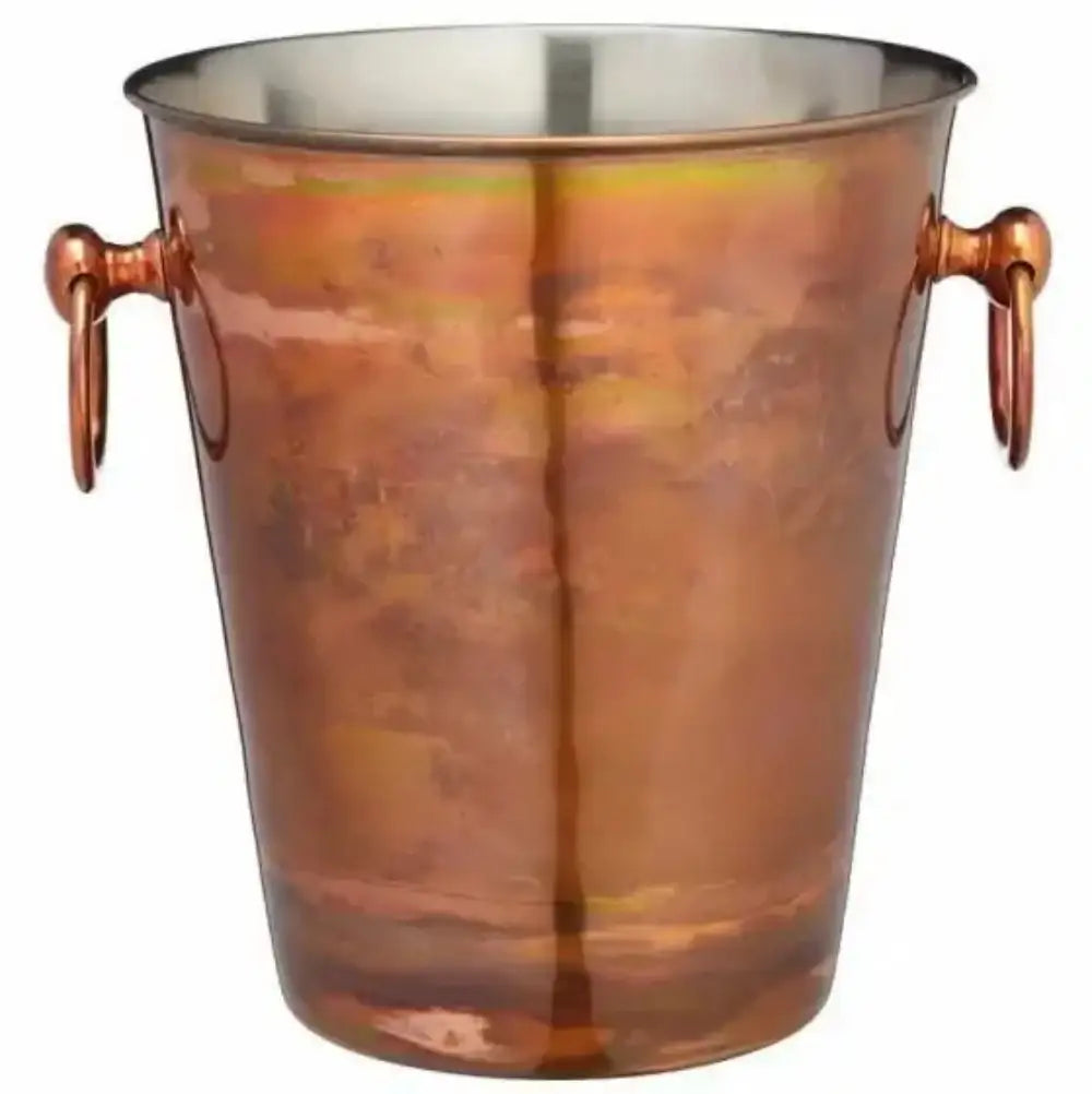 Copper wine cooler with handles on a white background