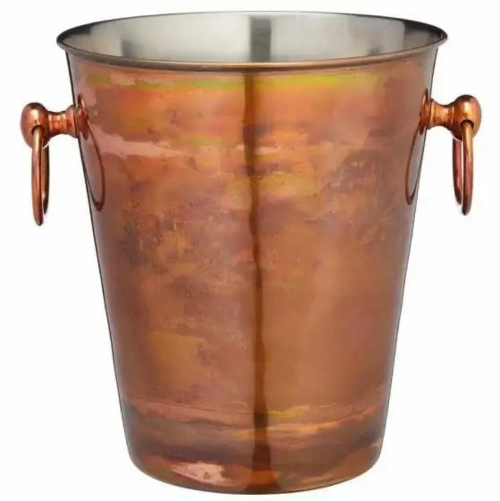 Copper wine cooler with handles on a white background
