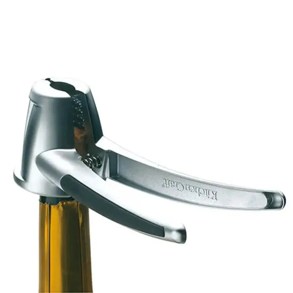 Silver bottle opener on a white background