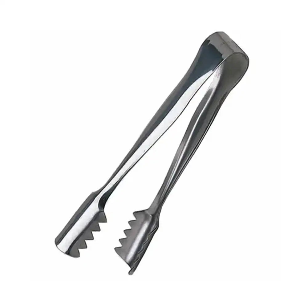 Metallic tongs on a white background