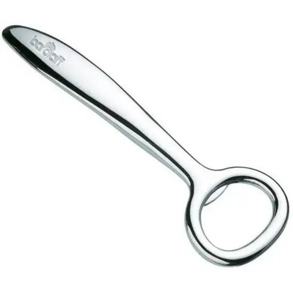 Metallic bottle opener on a white background