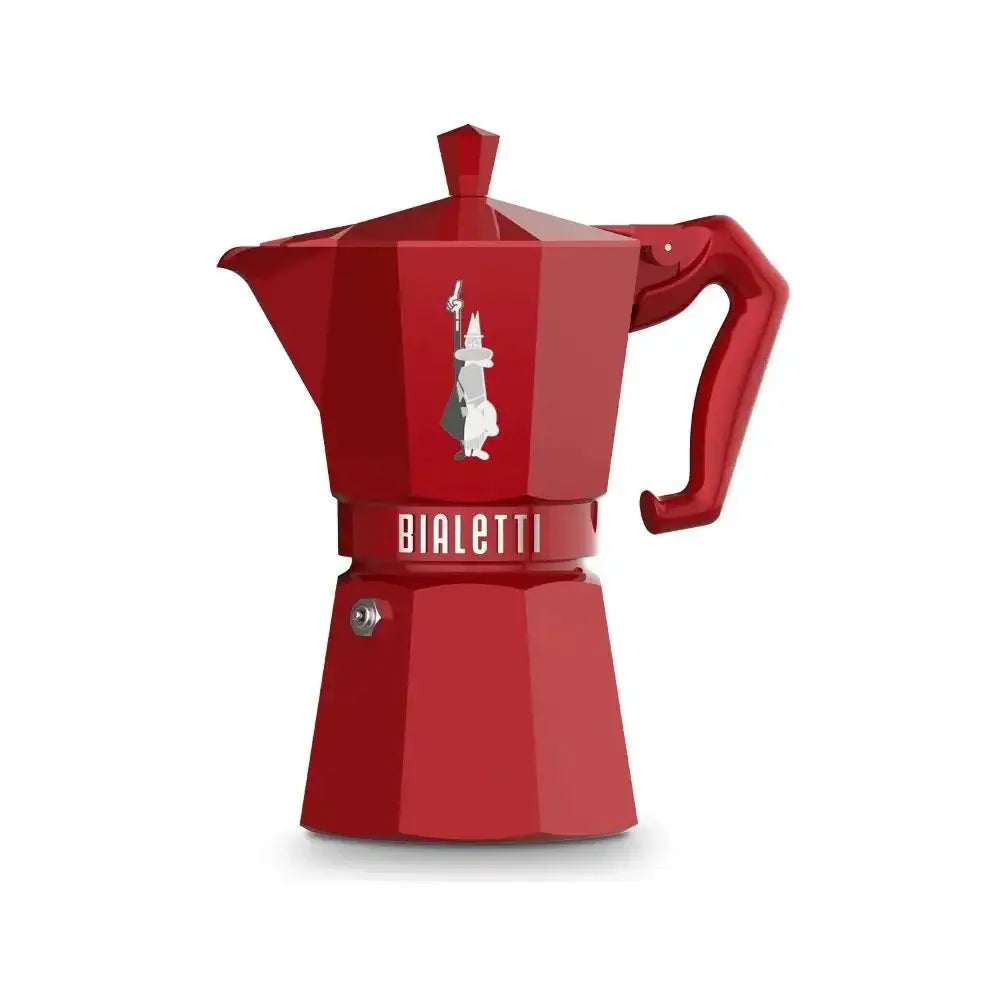 Red Bialetti coffee maker on a white background