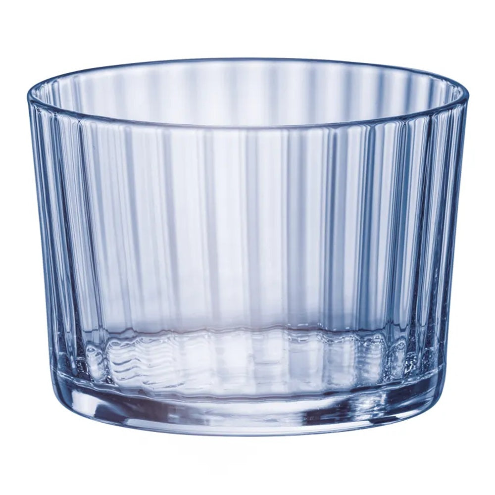 Clear glass with vertical stripes on a white background
