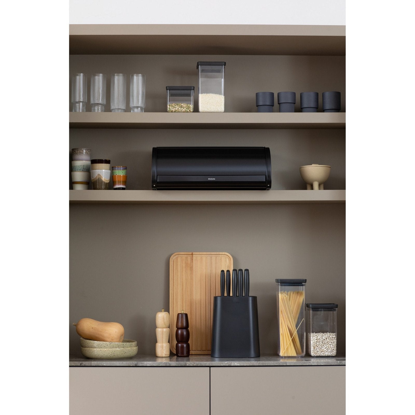 Brabantia Bread Bin Roll Top Matt Black