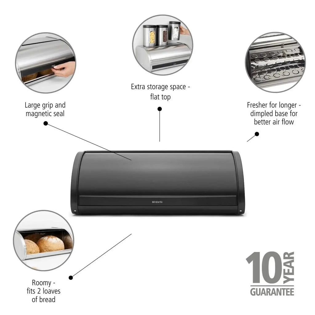 Brabantia Bread Bin Roll Top Matt Black
