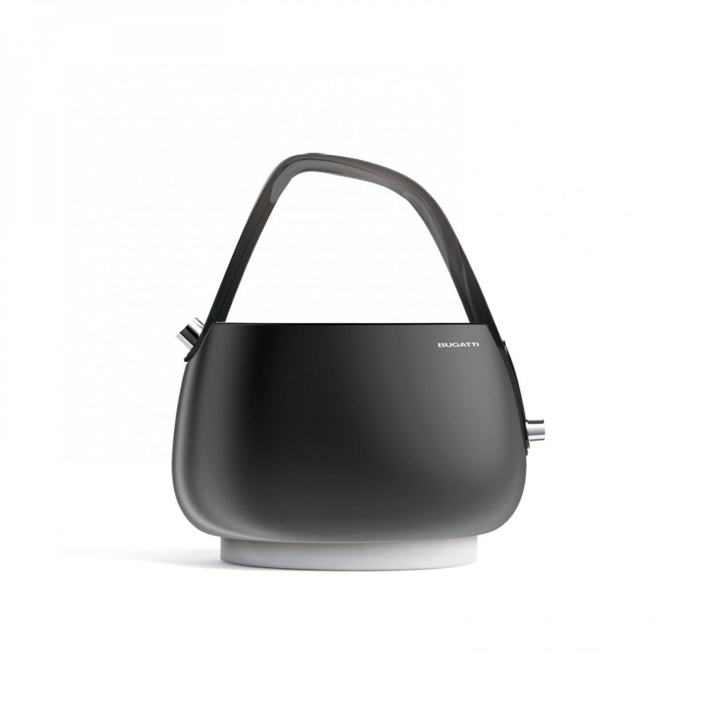Black Bugatti kettle with a white background 