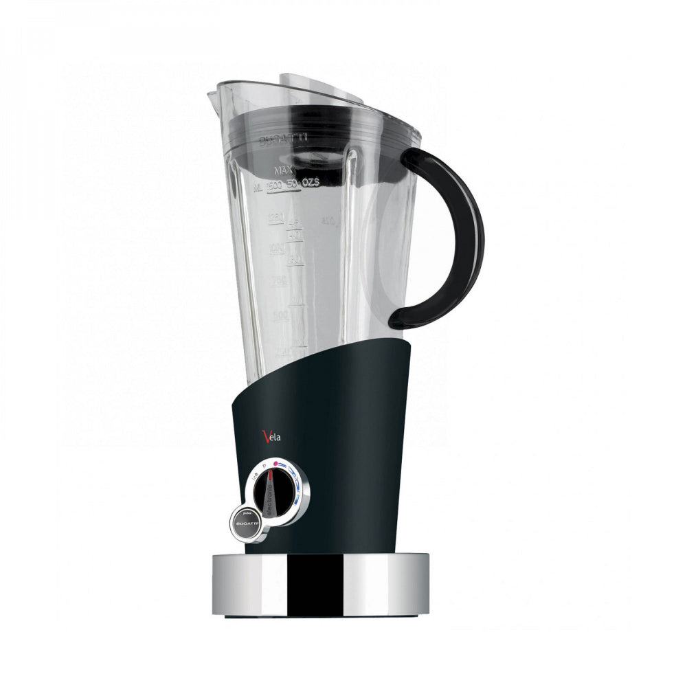 Black blender with a white background