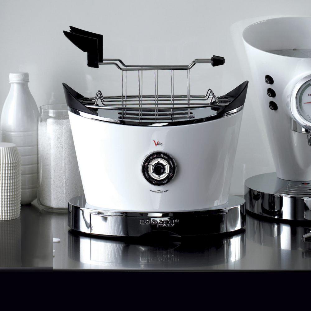 White toaster on a dark surface 