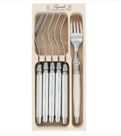 Laguiole by Andre Verdier Table Fork Set of 6 Chalk White