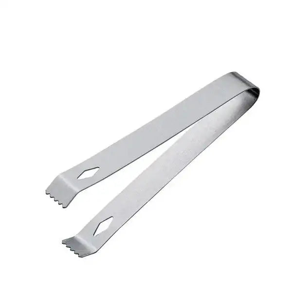 Stainless steel ice tongs with diamond cutouts, premium barware from Cookin Stores.