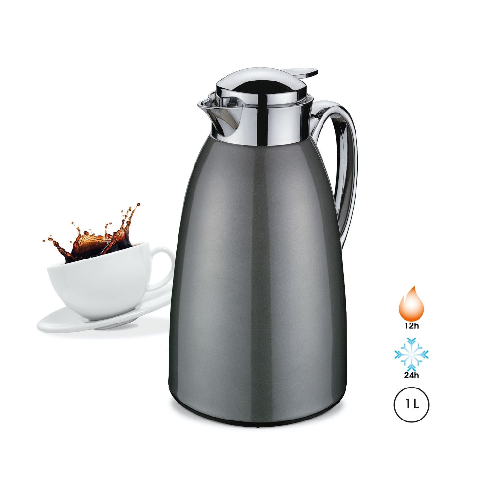 Dark grey serving jug with a coffee cup 