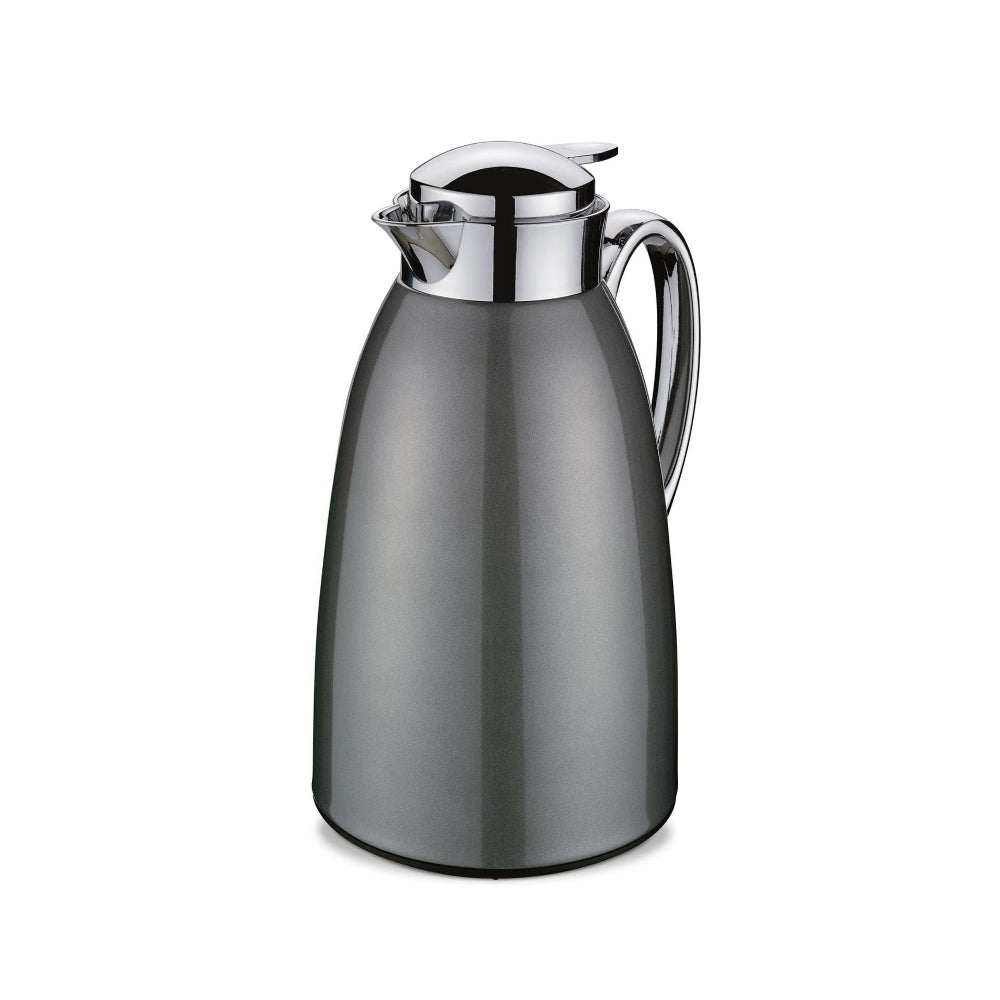 Dark grey serving jug with a white background