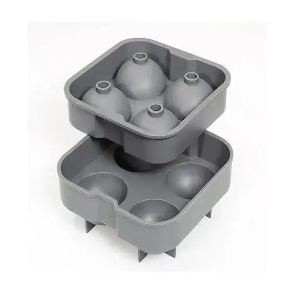 Gray silicone ice ball mold kitchenware from Cookin Stores, shown open on white background