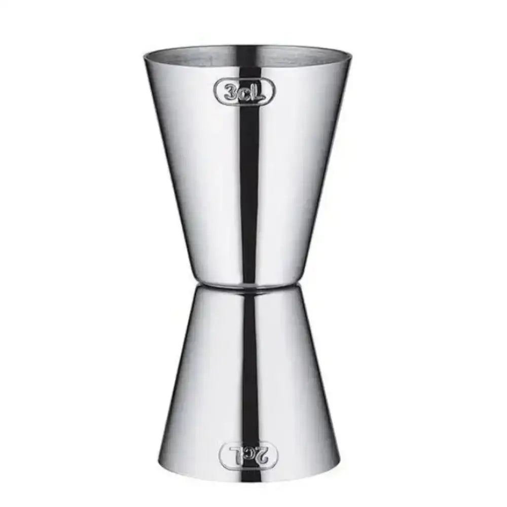 Silver jigger on a white background