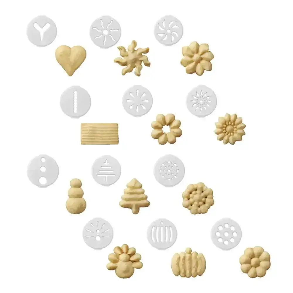 Collection of various cookie cutters with different shapes on a white background