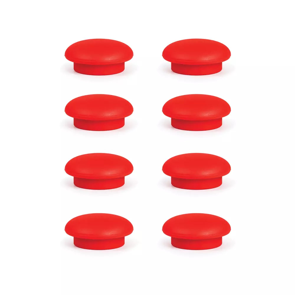 Six bright red airfryer magnets arranged in two columns of three on a plain white background.