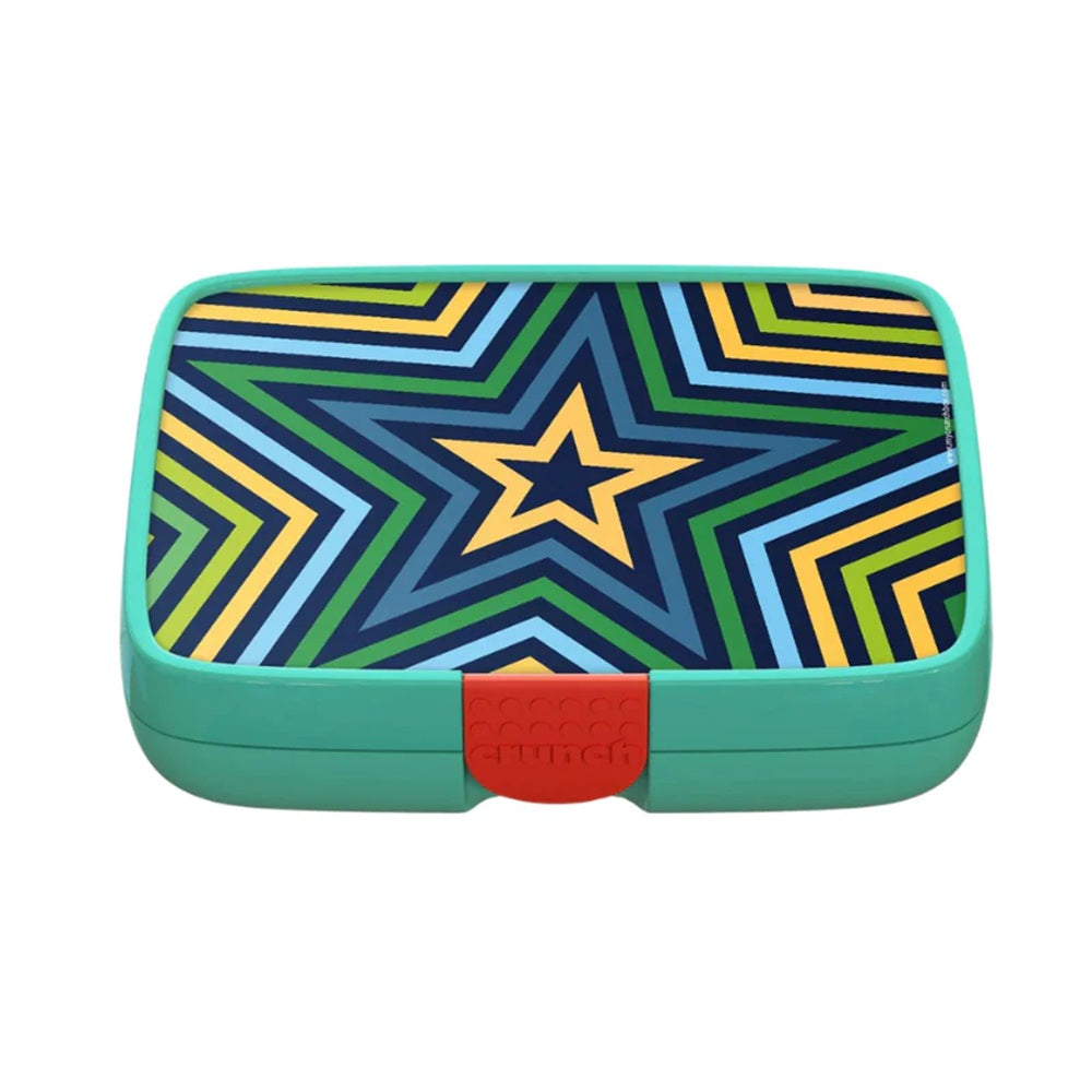 Crunchbox Classic 5 Compartment Lunchbox Aqua Stars