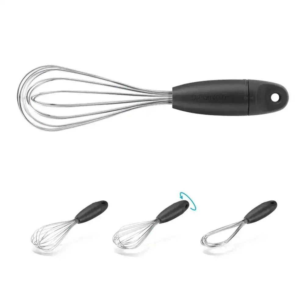DreamFarm Mini Flisk whisk in black with multiple handle positions, premium kitchenware at Cookin Stores