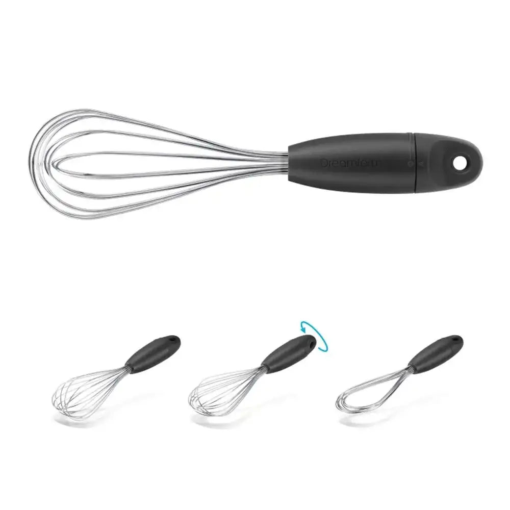 DreamFarm Mini Flisk whisk in black with multiple handle positions, premium kitchenware at Cookin Stores