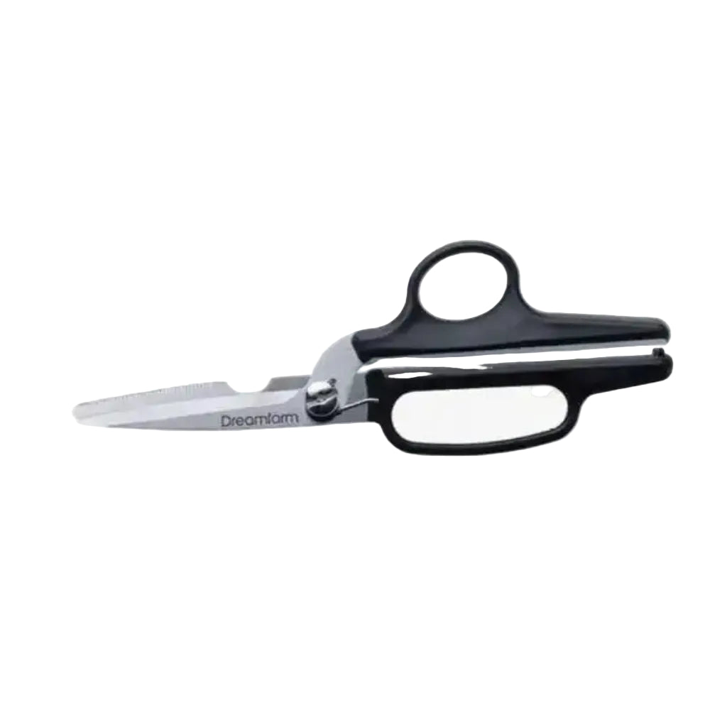 Dreamfarm Bishears kitchen scissors with black handles on white background, Cookin Stores kitchenware