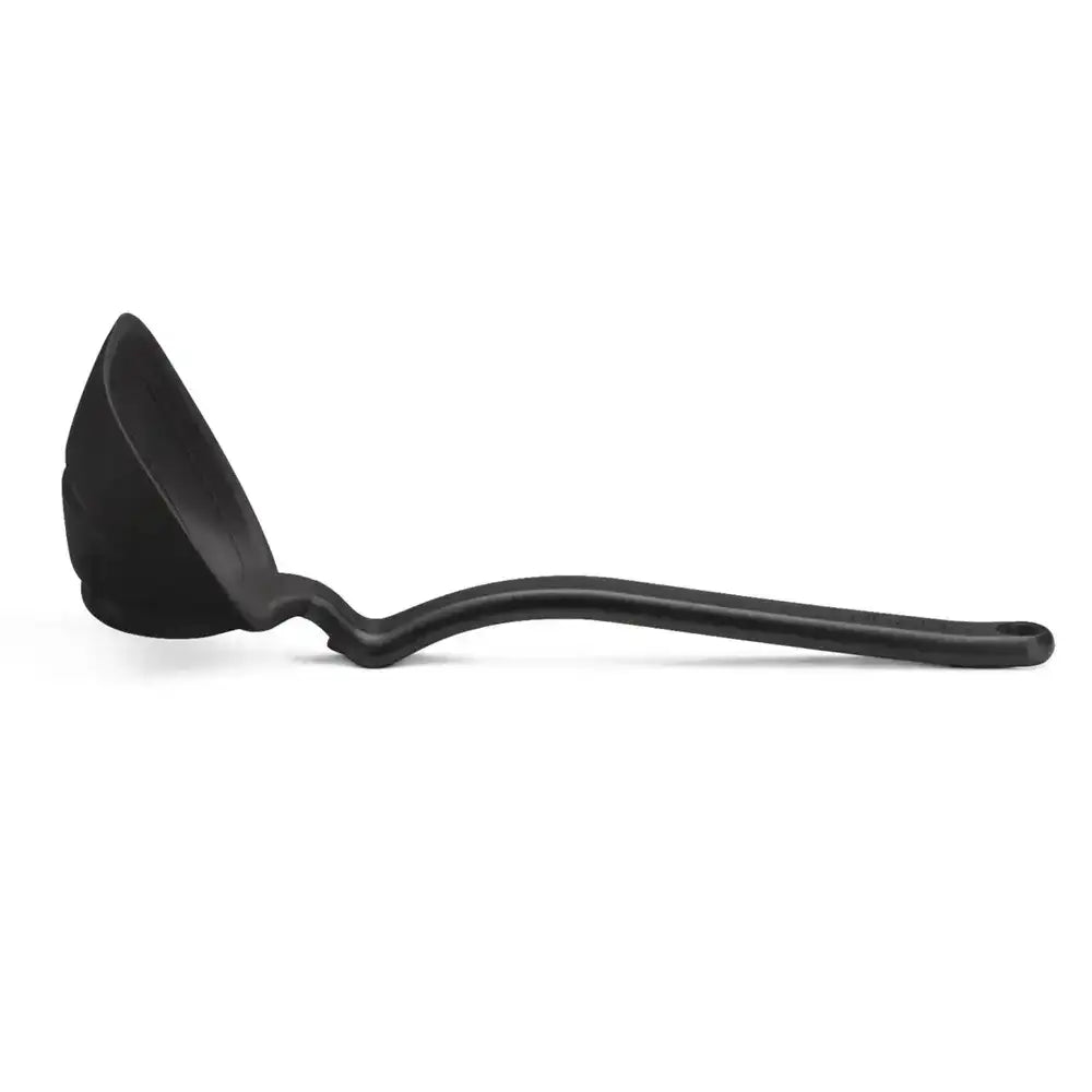 Black ladle on a white background