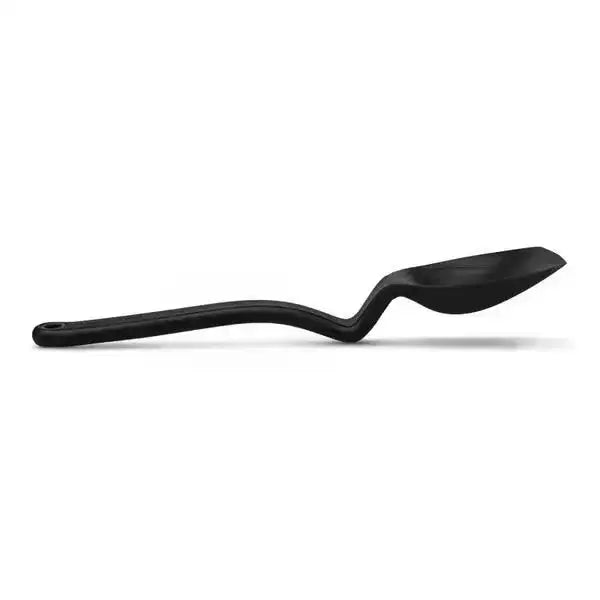 Black spoon on a white background