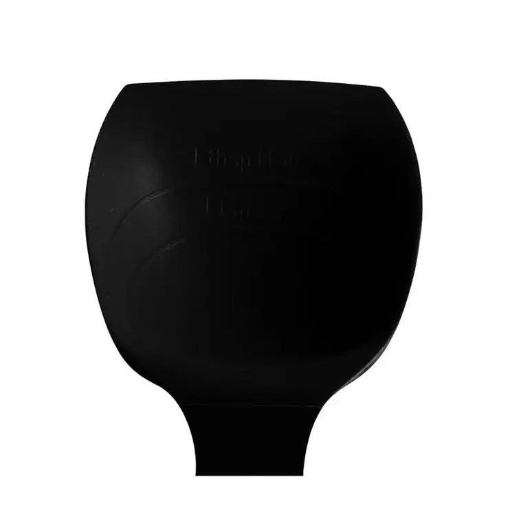 Black supoon on a white background