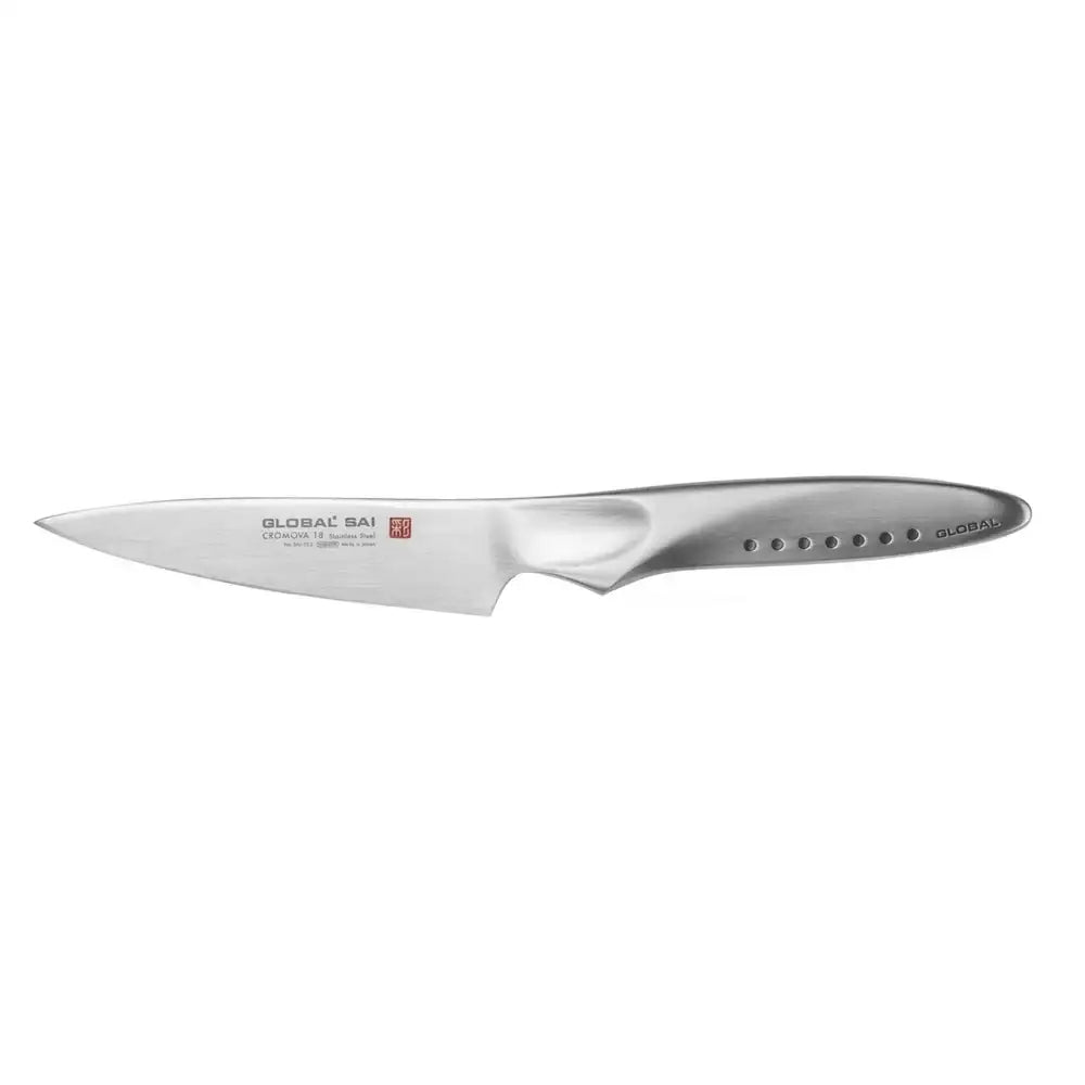 Knife with a black handle on a white background
