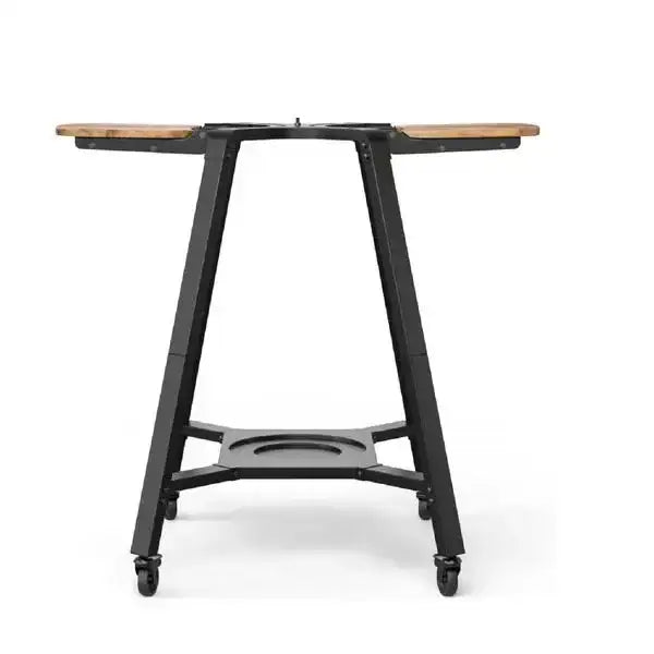 Gozney Arc XL pizza oven stand with side shelves and wheels, black metal frame by Cookin Stores