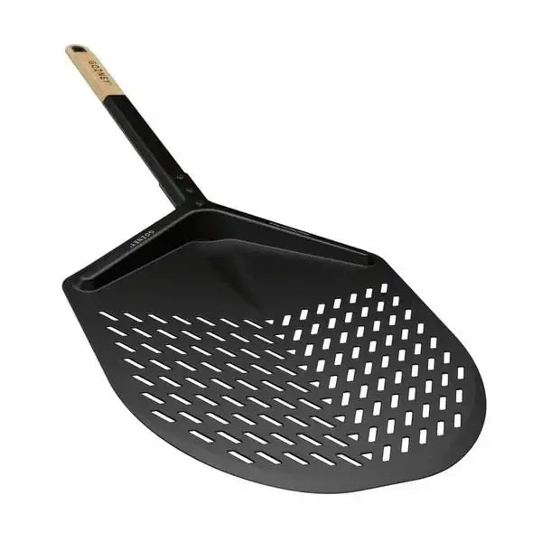 Gozney Balance Placement Peel 30cm with perforated black blade and wooden handle, premium kitchenware at Cookin Stores