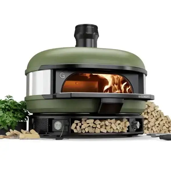Gozney Dome multi-fuel outdoor pizza oven with wood and herbs, premium kitchenware at Cookin Stores