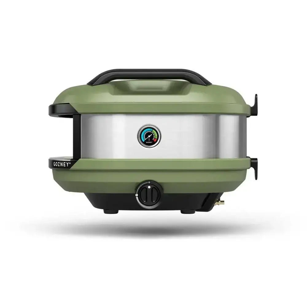 Gozney Tread olive portable outdoor pizza oven with built-in thermometer, Cookin Stores