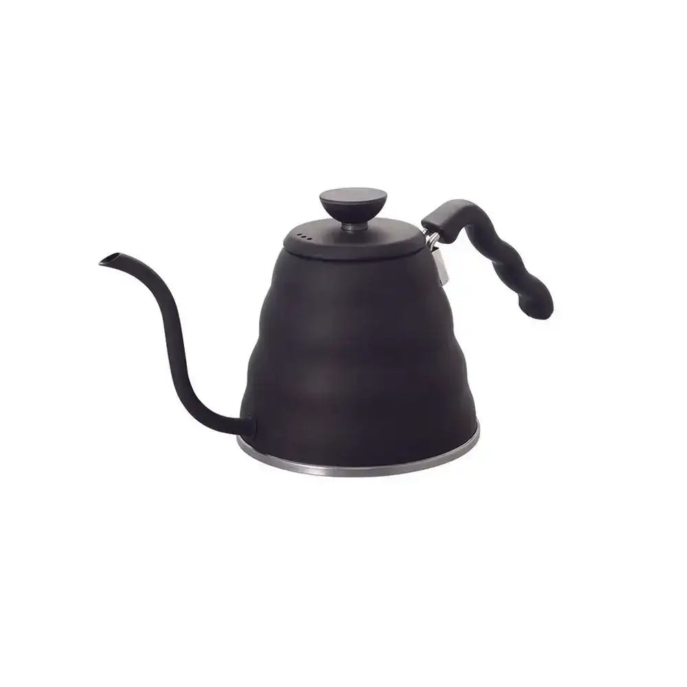 Black kettle with a spout on a white background