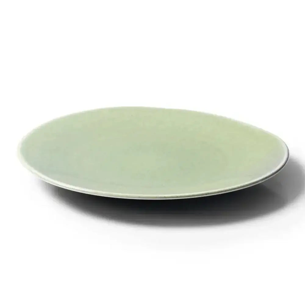 Light green ceramic plate on a white background
