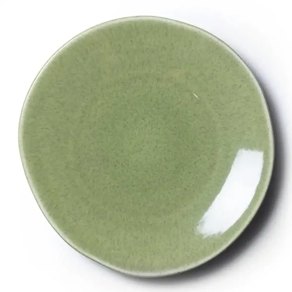 Green ceramic plate on a white background