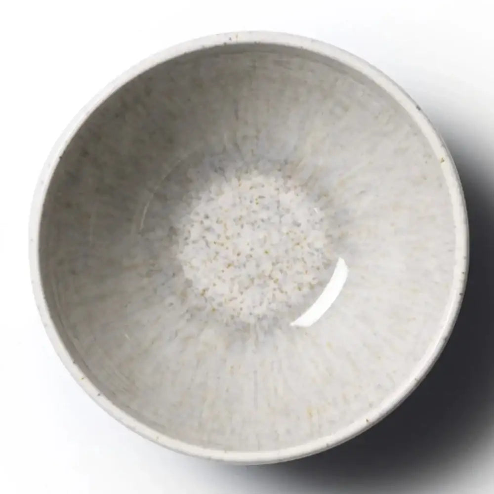 Ash Gray ceramic bowl with rice on a white background