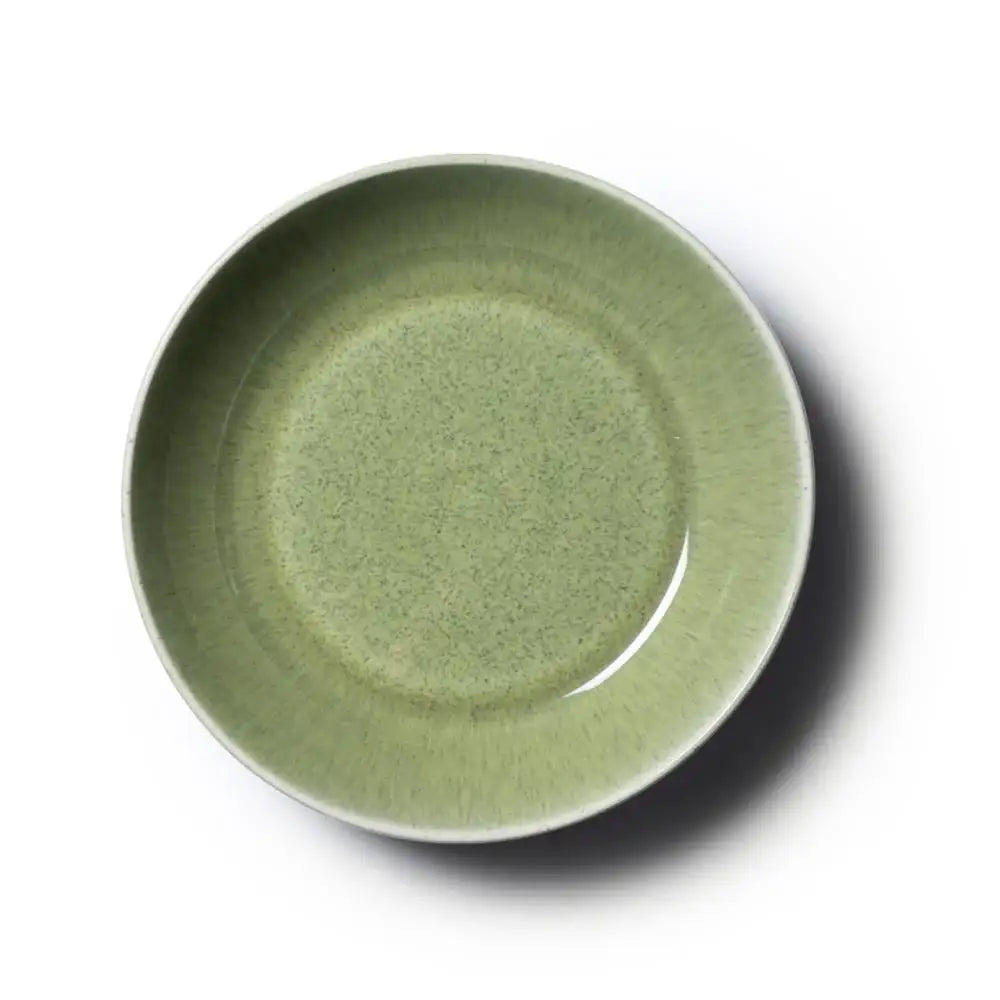 Green ceramic plate on a white background