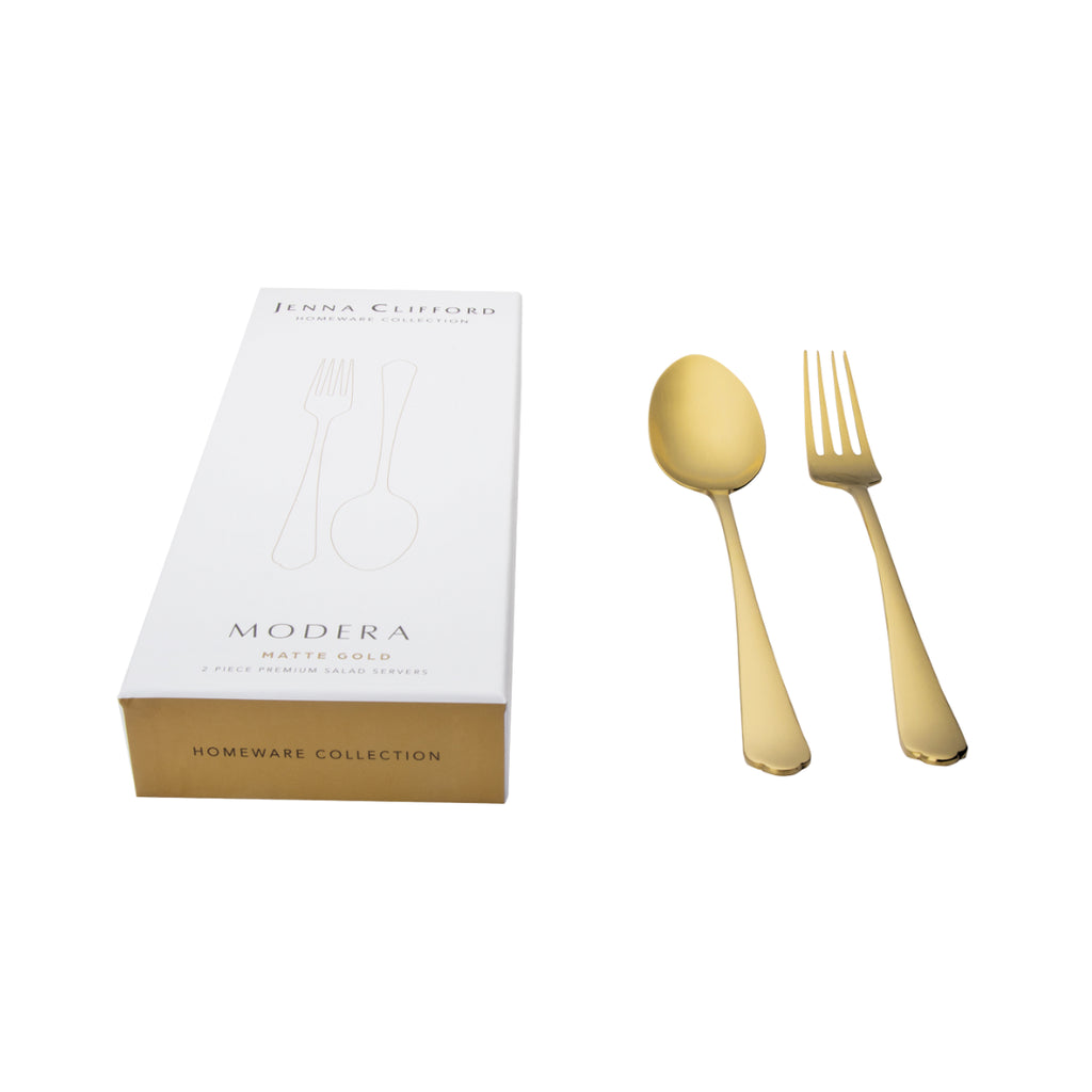 Jenna Clifford Modera Satin Gold Salad Server Set 2 Piece