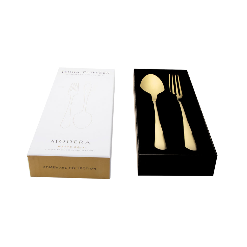 Jenna Clifford Modera Satin Gold Salad Server Set 2 Piece